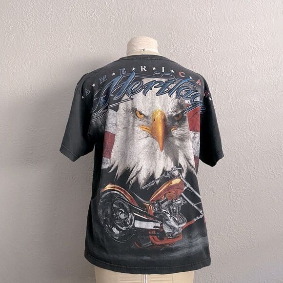 American Heritage Eagle Back Graphic Tee Size Large - Picture 1 of 8